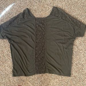Green top with lace details